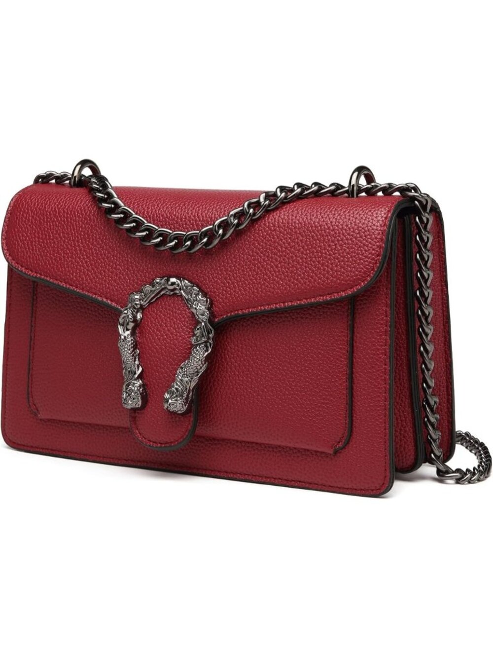 Women's Red Quilted Small Pu Leather Shoulder Purse Chain Crossbody Bag